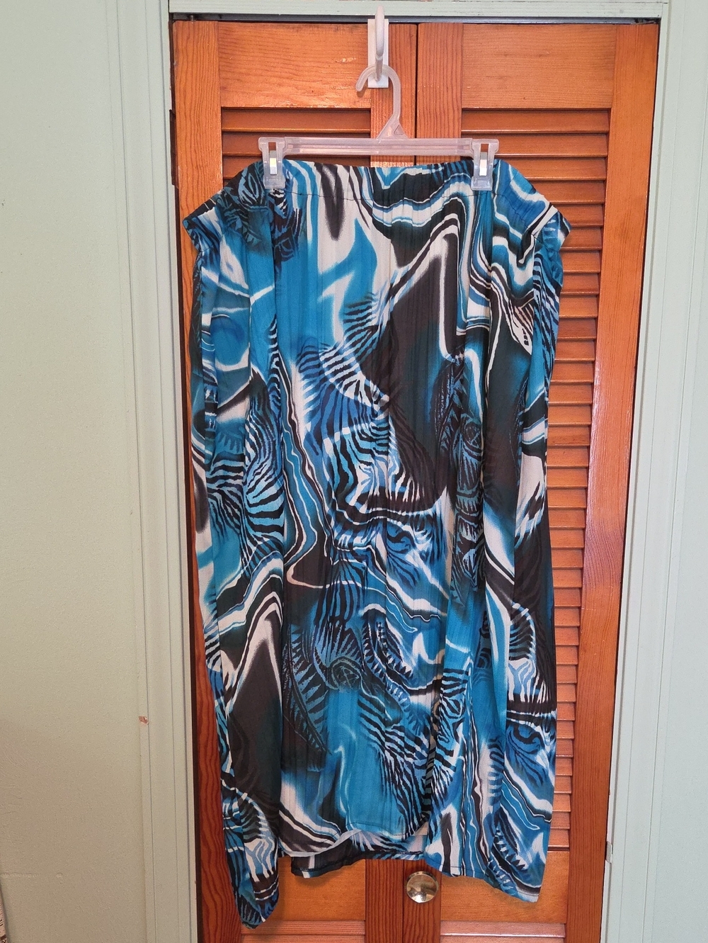 Liz & Me Blue Black White Patterned Maxi Skirt